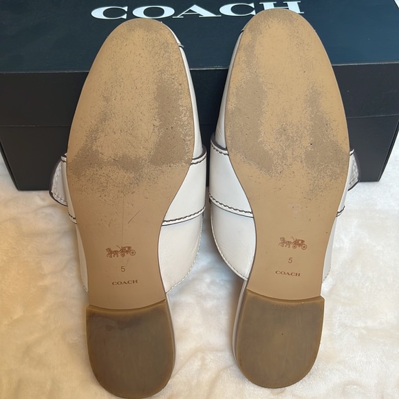 Coach Leather C Buckle Slide in Chalk - Picture 4 of 7